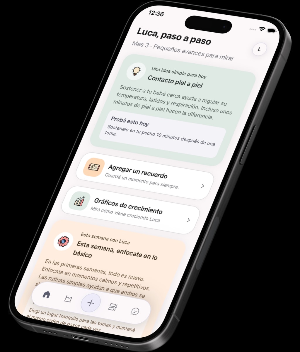 The Lullu app showing daily tips and milestones for your baby